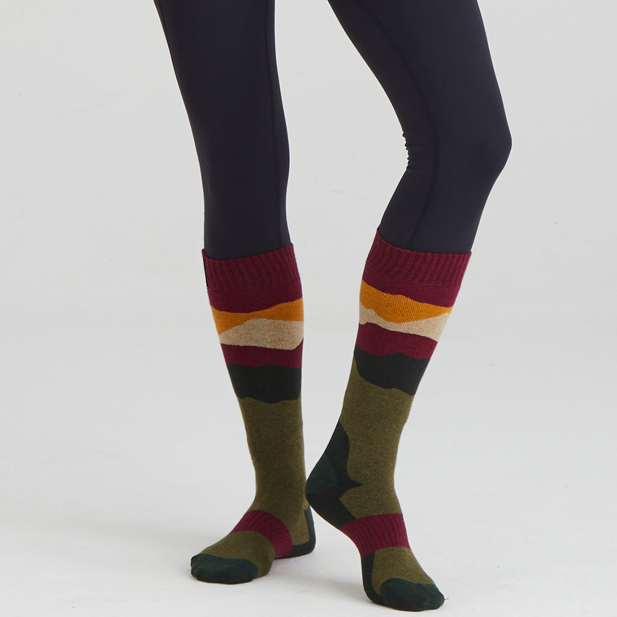 Merino Wool Socks Full Length - Berry Stripe
