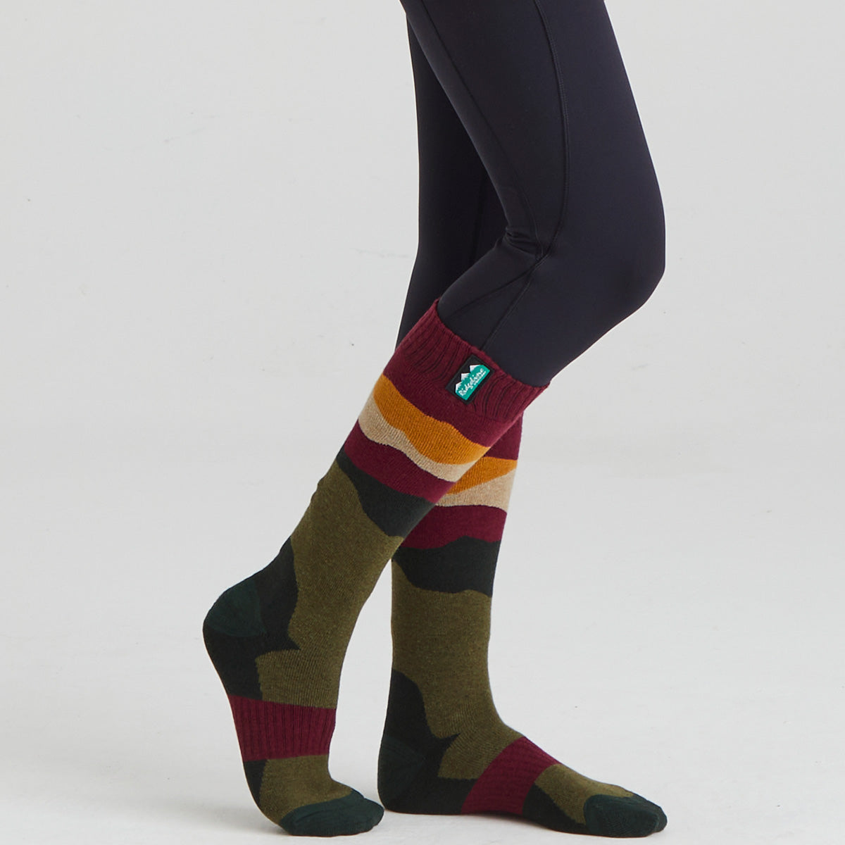 Merino Wool Socks Full Length - Berry Stripe