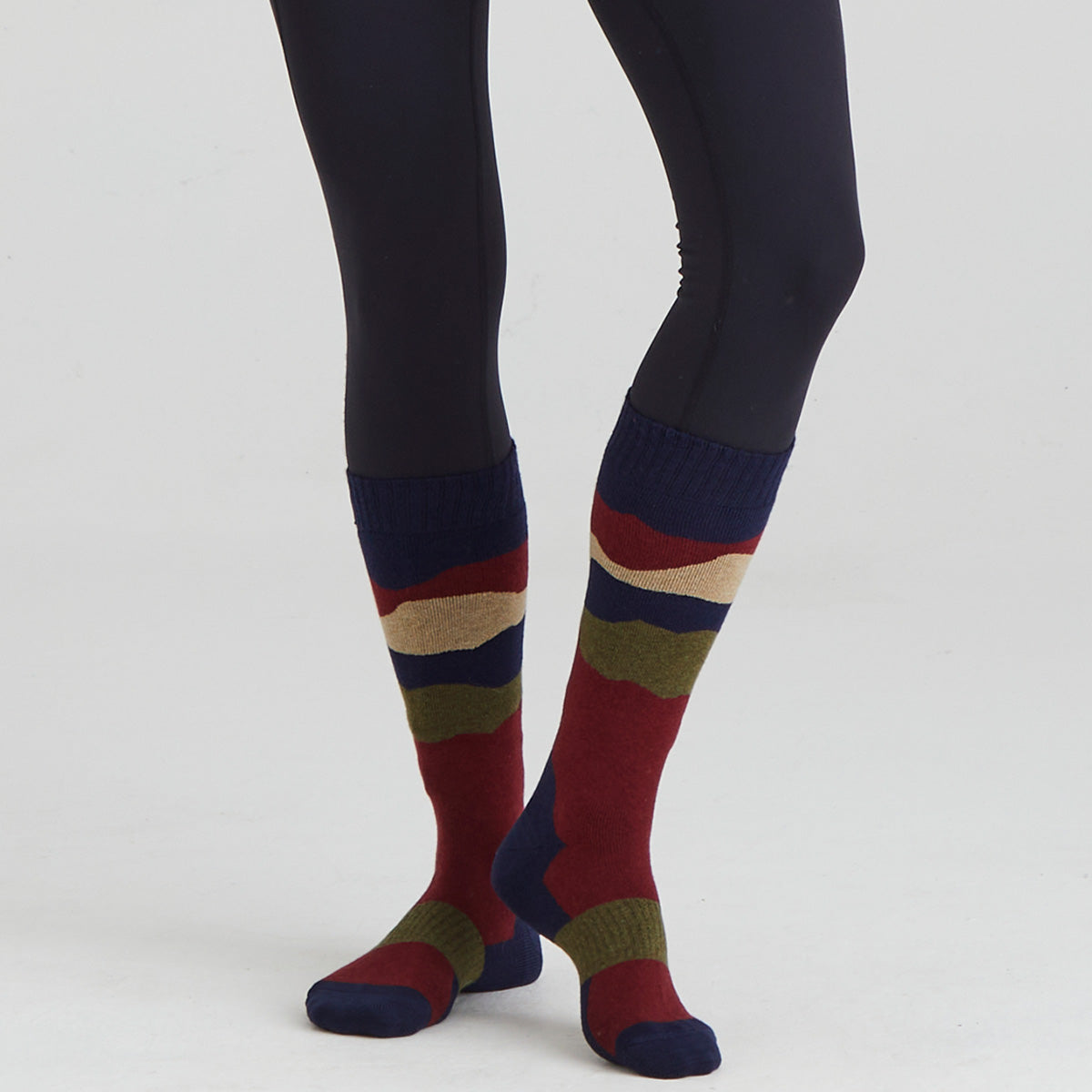 Merino Wool Socks Full Length - Navy Stripe