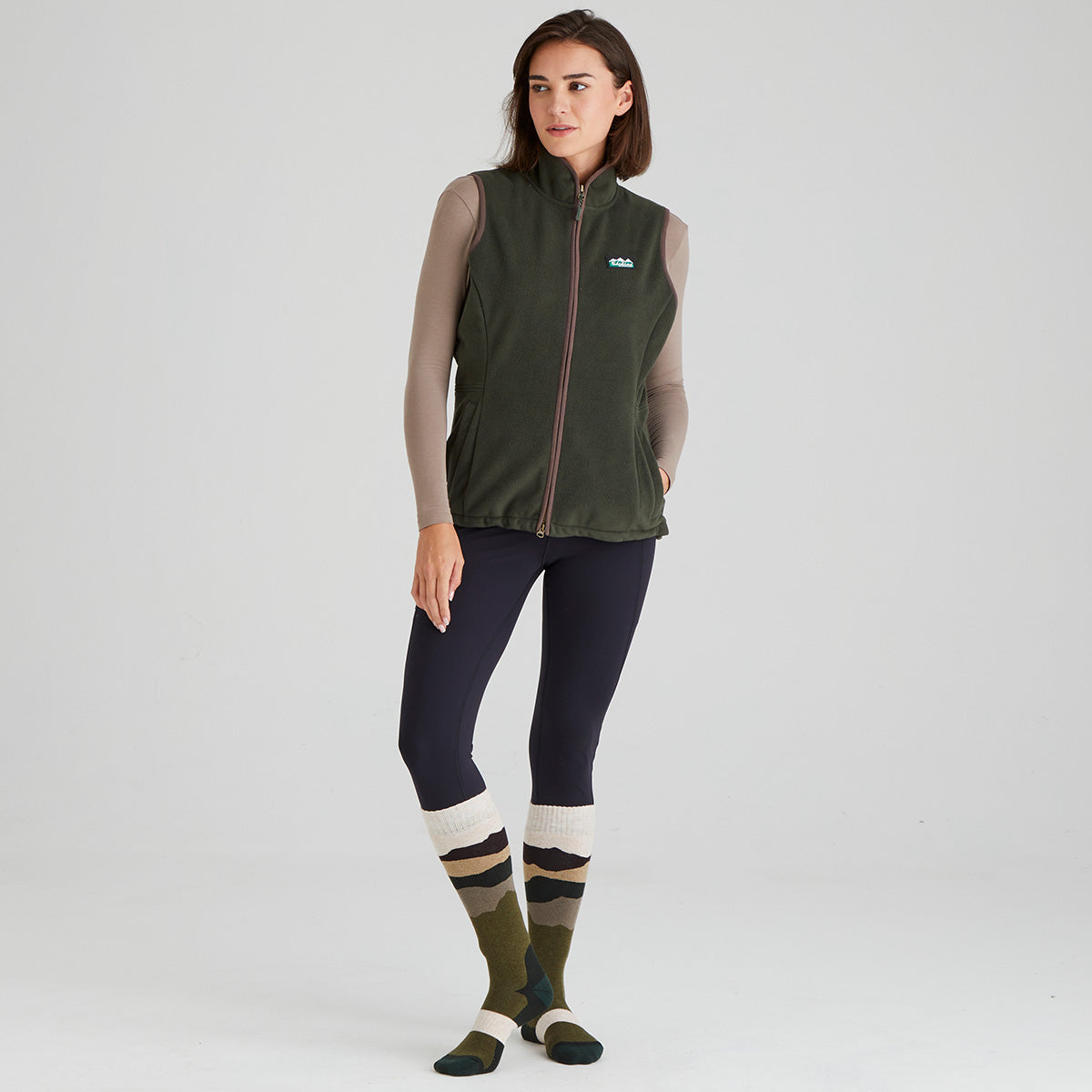 Merino Wool Socks Full Length - Olive Stripe