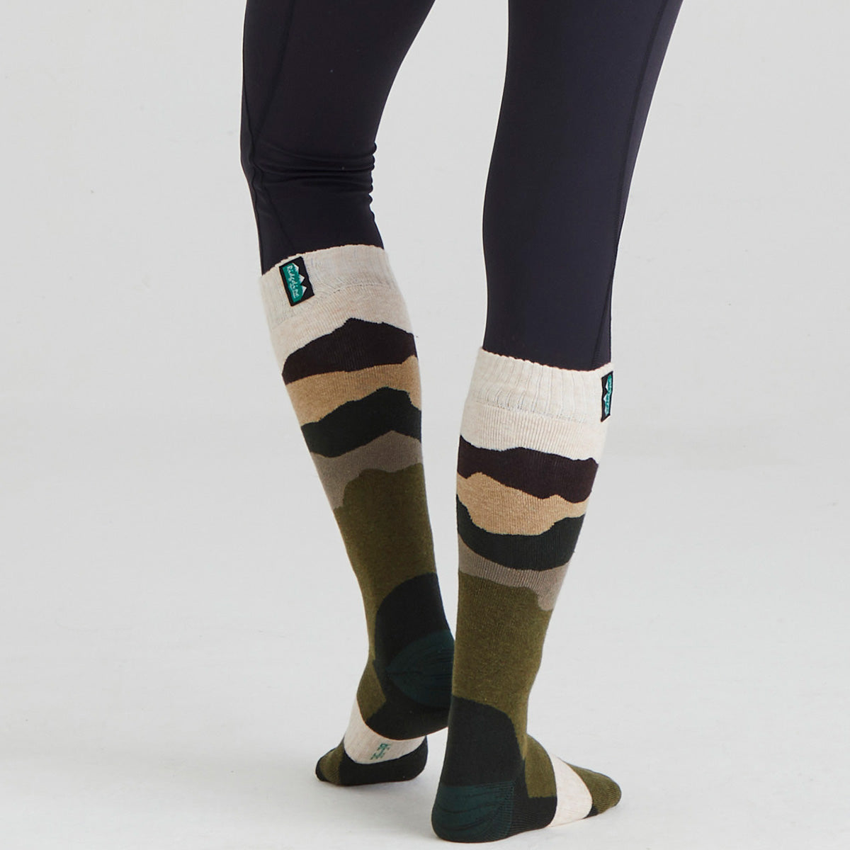 Merino Wool Socks Full Length - Olive Stripe