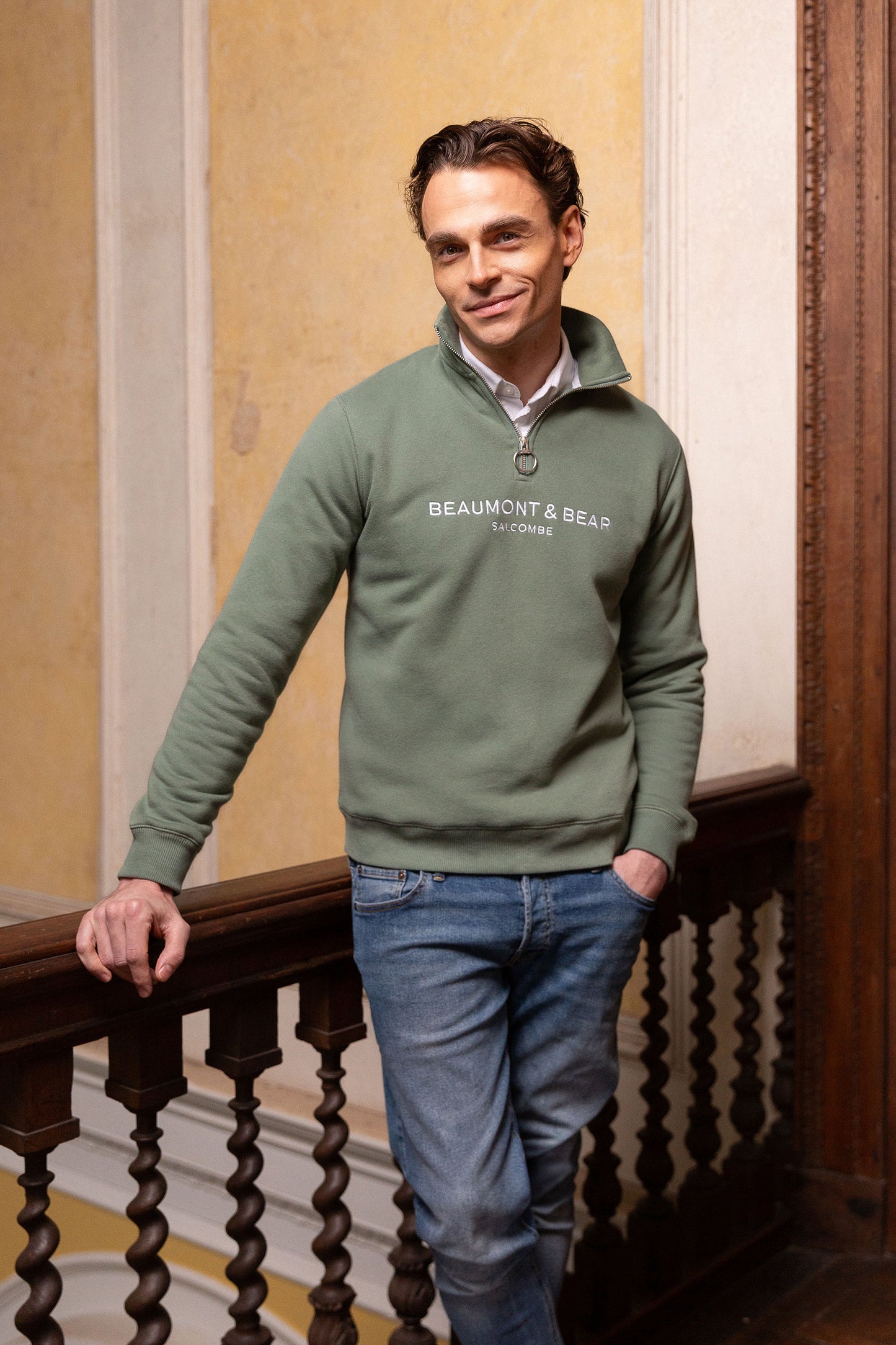 Kingswear Unisex Quarter Zip - Fern