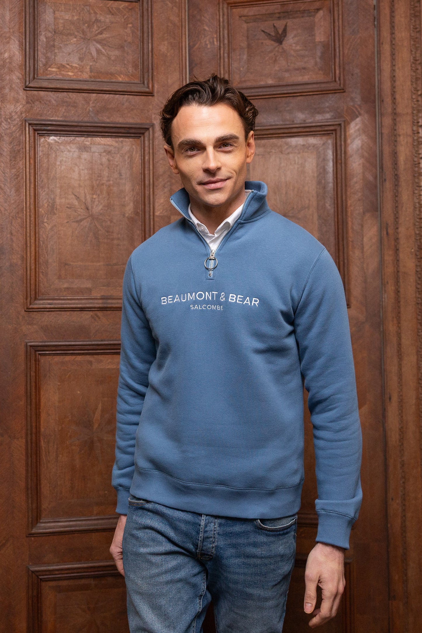 Kingswear Unisex Quarter Zip - Vintage Blue