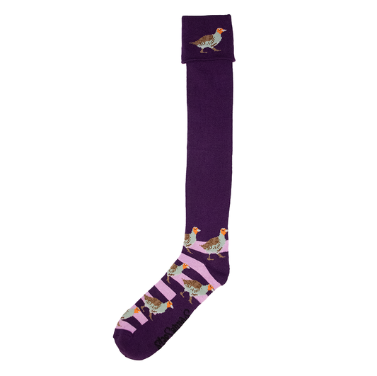 Deep Purple & Lilac Partridge Shooting/Walking Socks - Adult