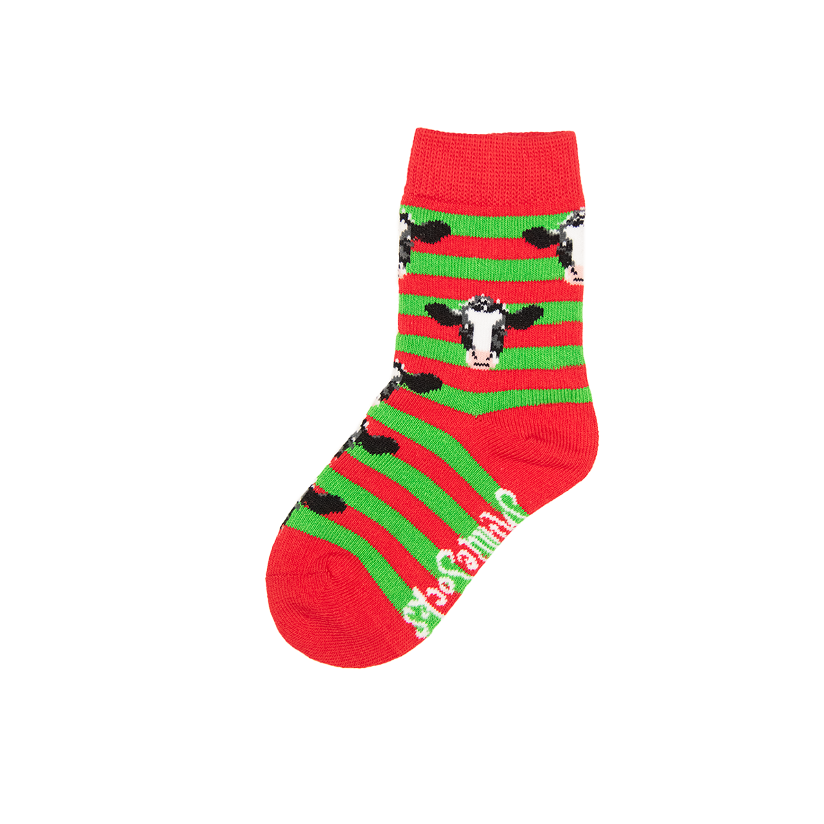 Red & Green Cow Socks - Children's