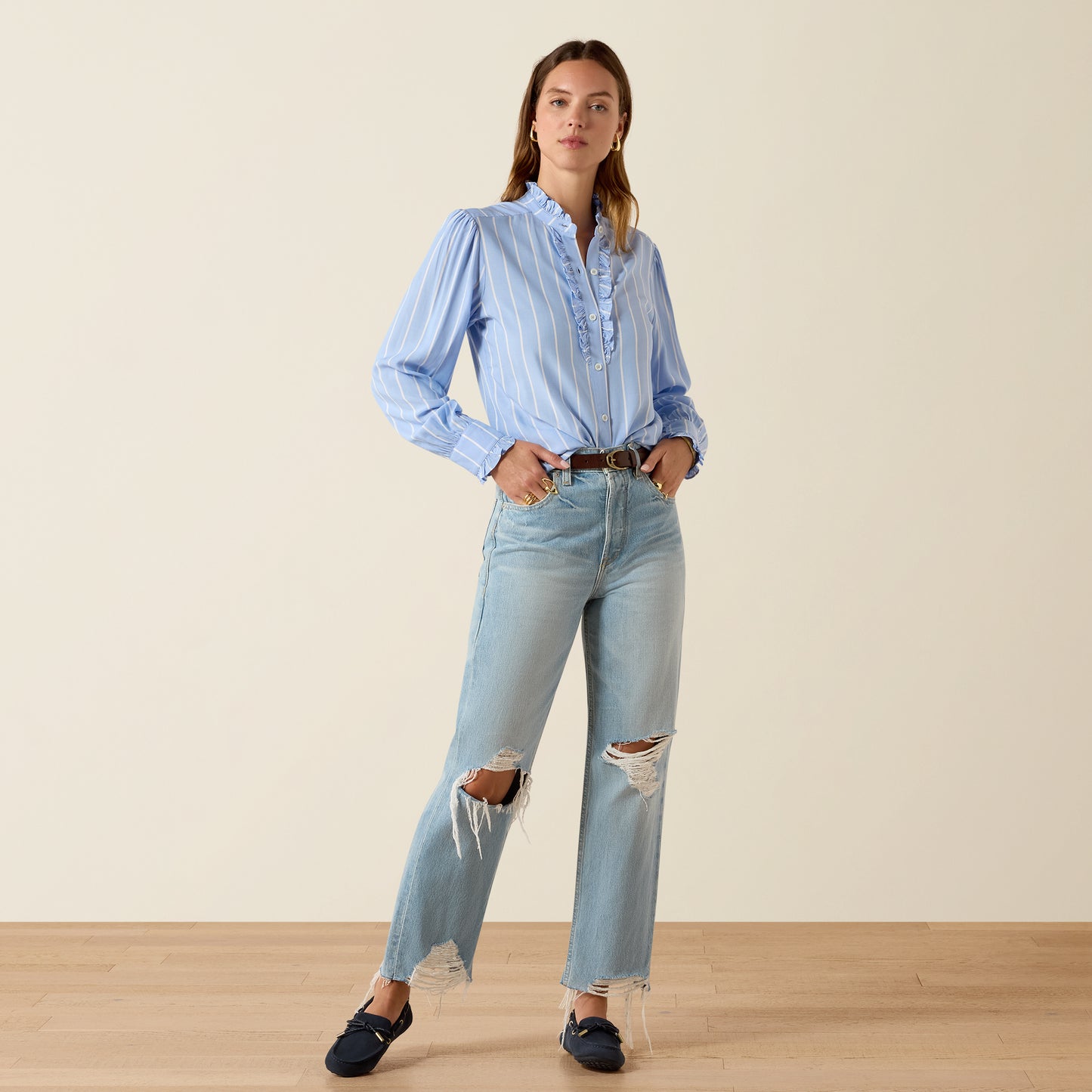 Cricklade Blouse - Pacific Blue Stripe