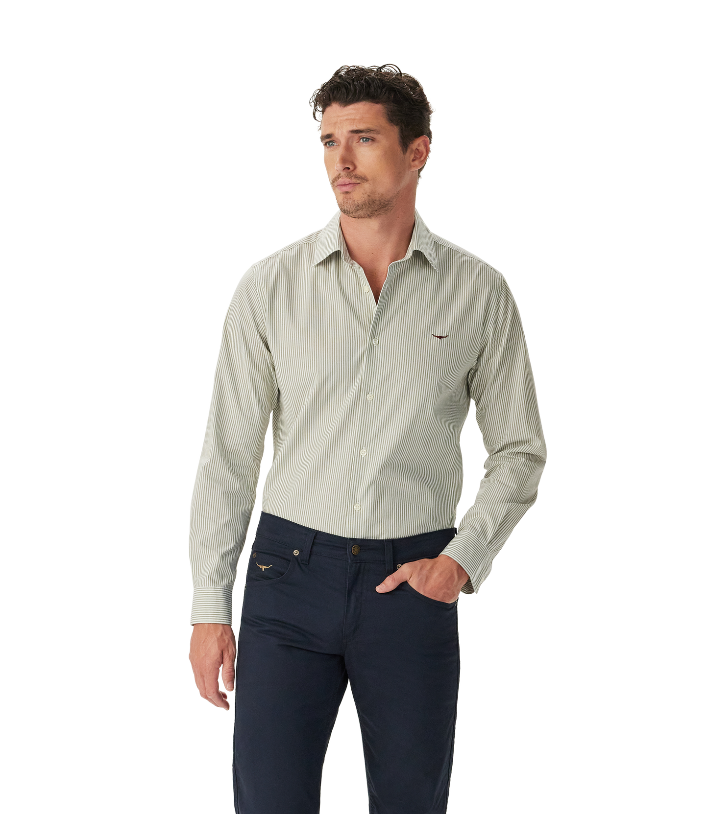 Sommers Poplin Stripe Shirt - White/Green