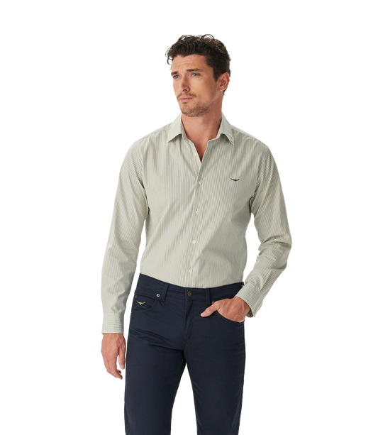 Sommers Poplin Stripe Shirt - White/Green