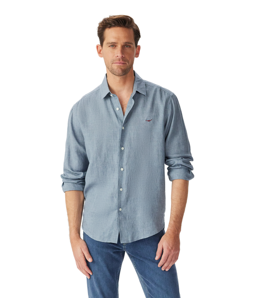Newman Classic Linen Shirt - Steel Blue