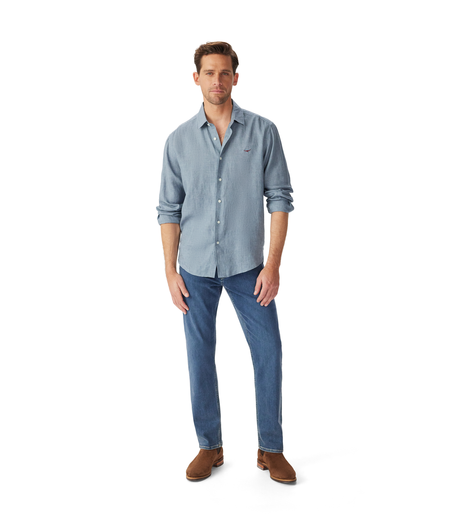 Newman Classic Linen Shirt - Steel Blue