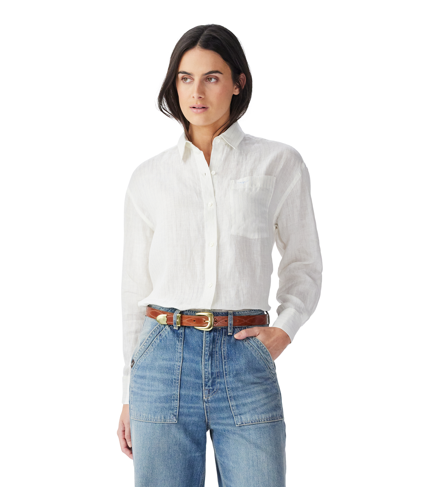 Hopeland Stripe Linen Shirt - White/Blue