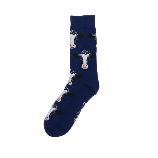 Navy Cow Socks - Adult