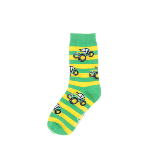 Green & Yellow Tractor Socks - Children's