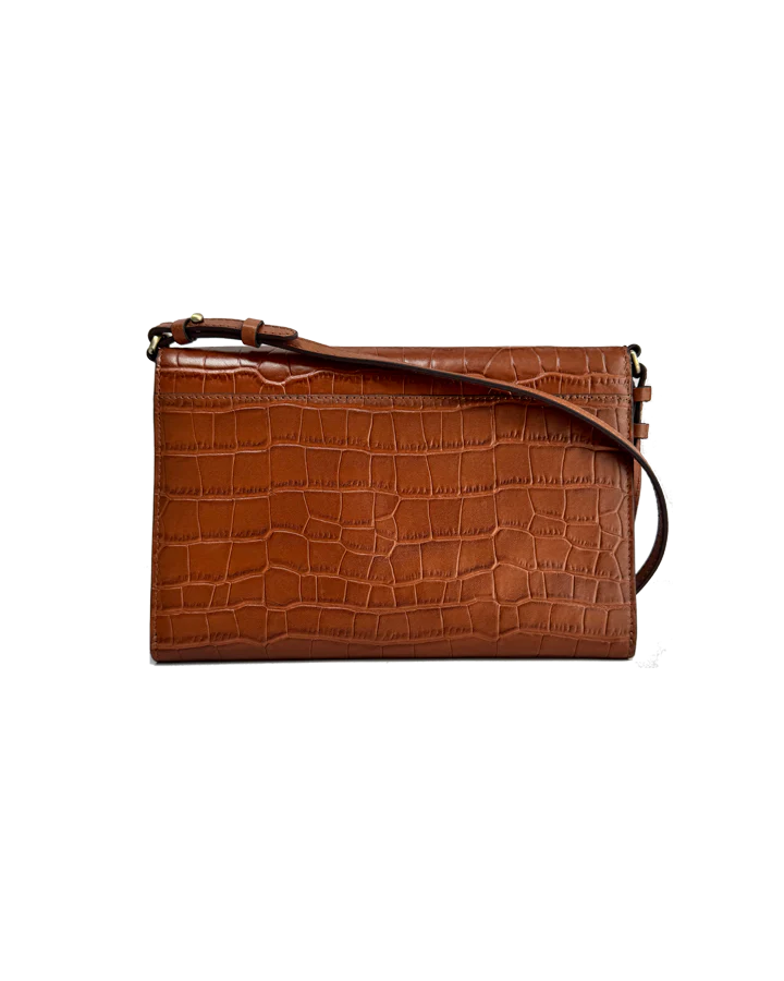 Foxley Clutch Bag - Tan Croc Embossed Leather