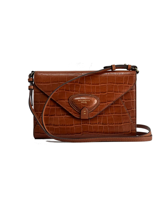 Foxley Clutch Bag - Tan Croc Embossed Leather