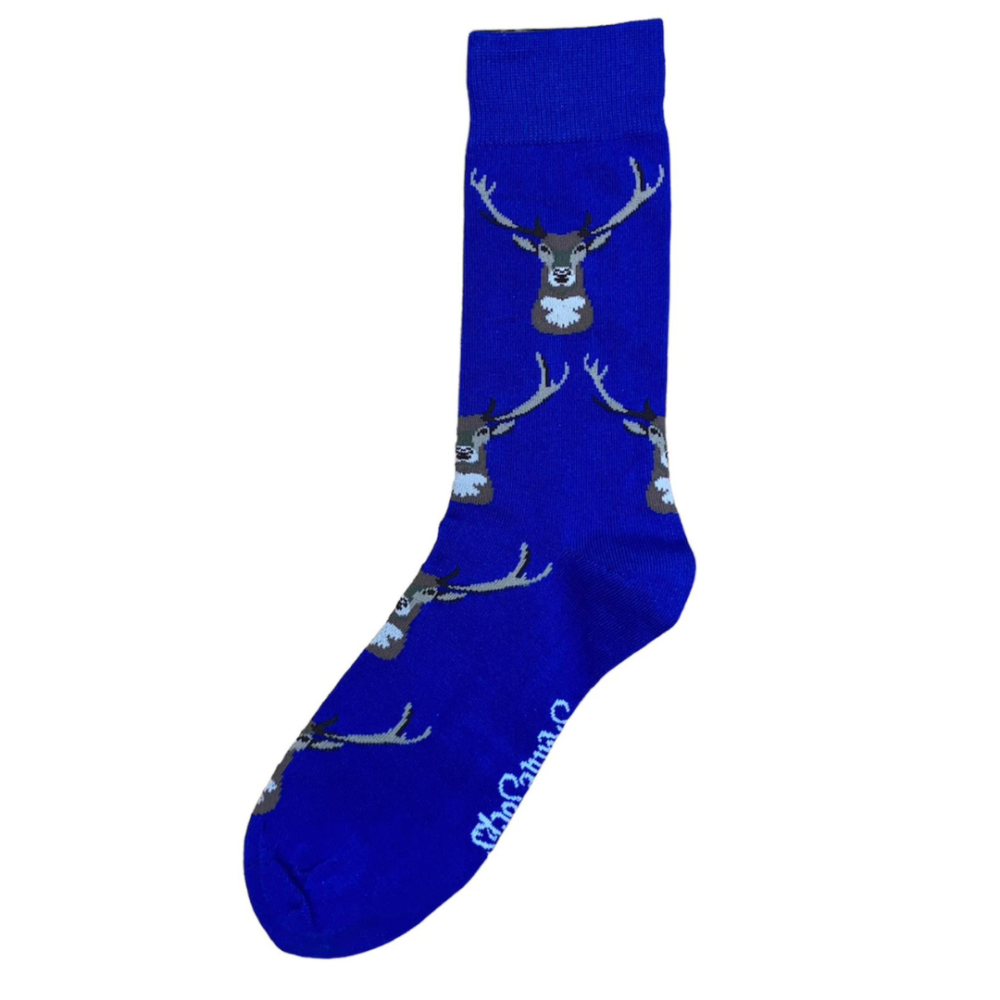 Royal Blue Stag Socks - Adult
