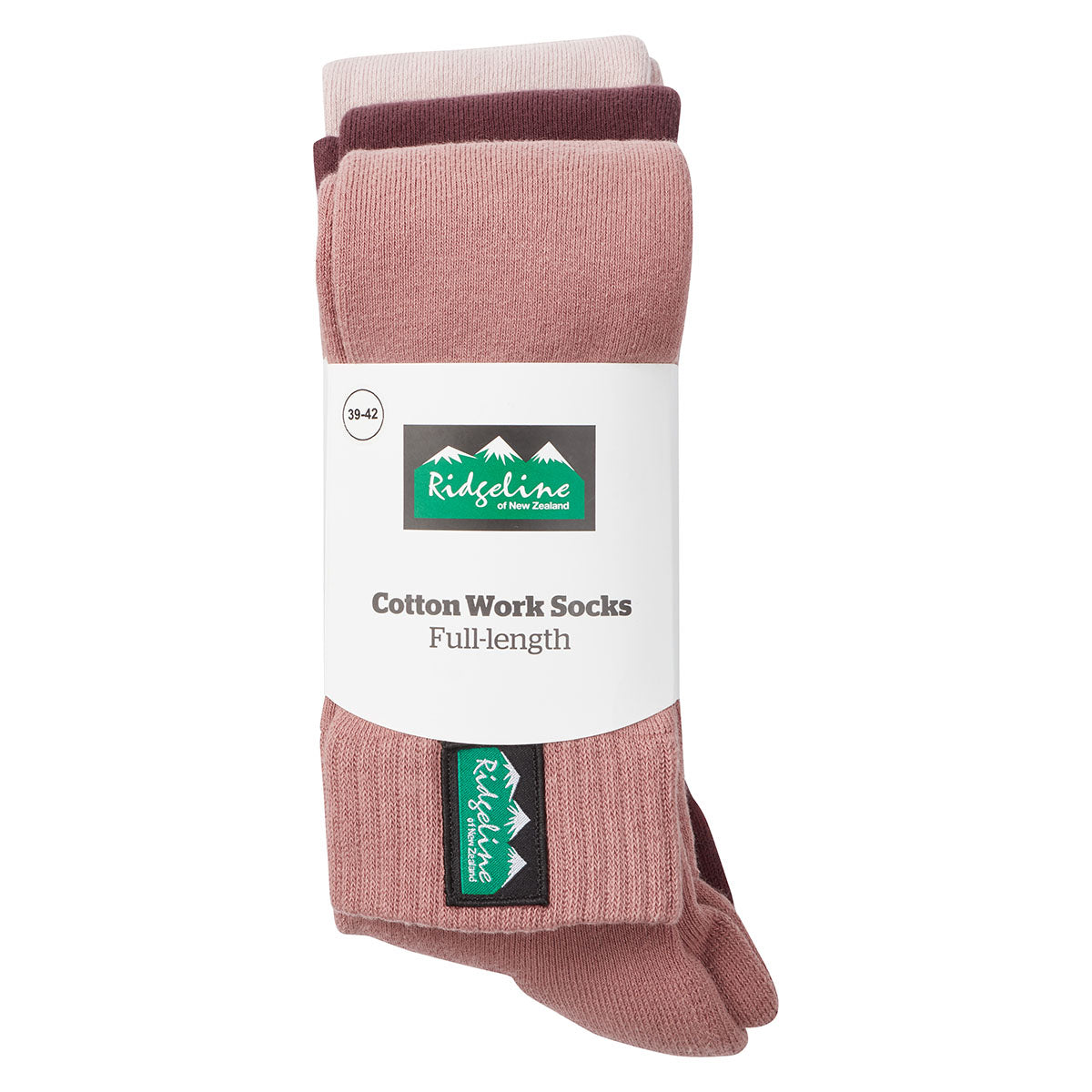 Cotton Work Socks Full Length - Oxblood Multi - Pack of 3