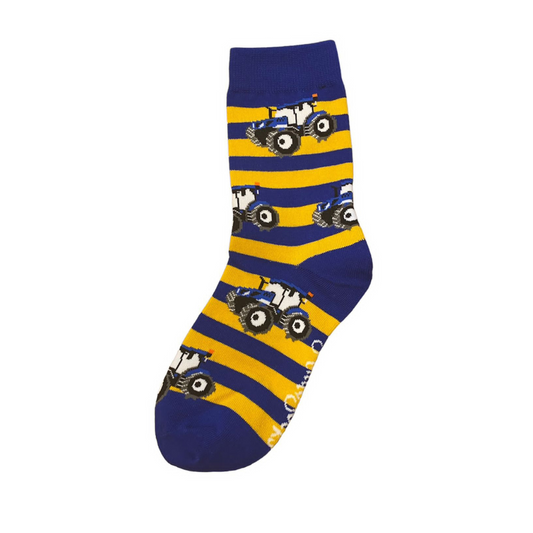 Mustard & Navy Tractor Socks - Children's
