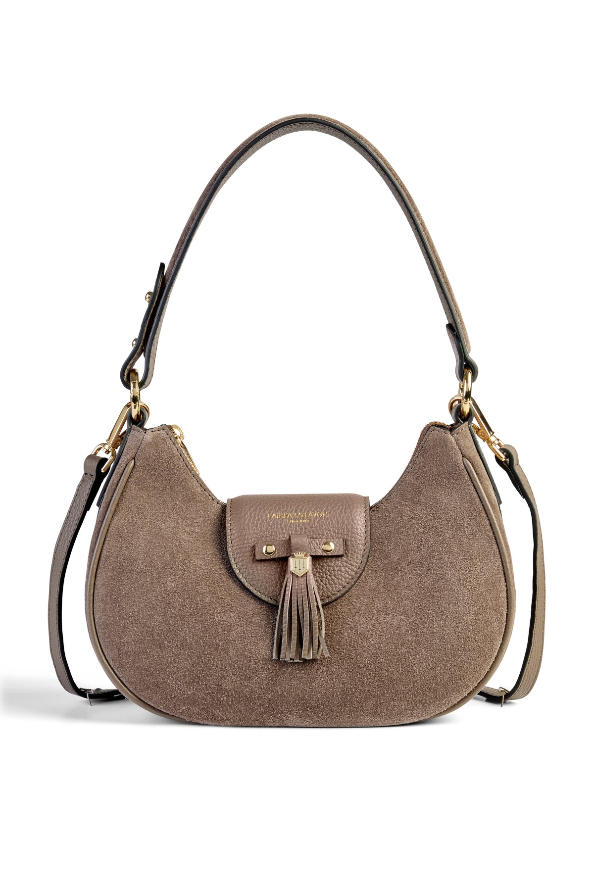 Windsor Shoulder Bag - Deep Taupe Suede