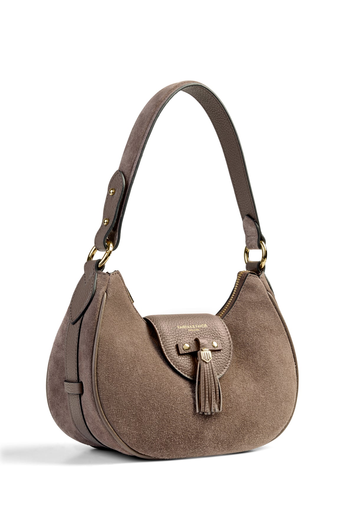 Windsor Shoulder Bag - Deep Taupe Suede