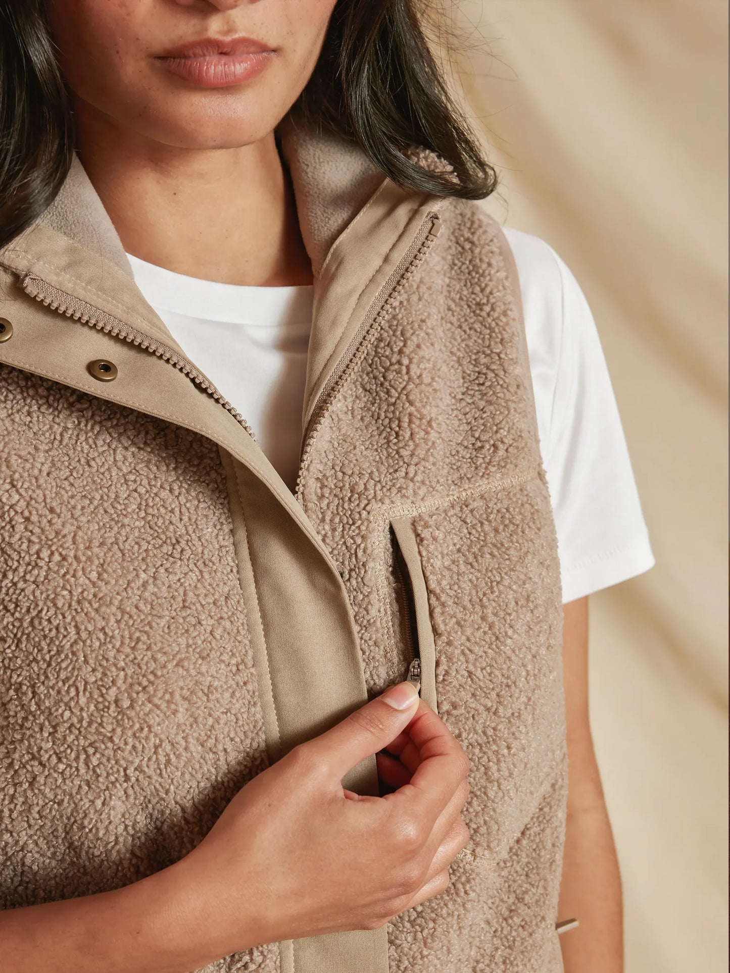 Agnes Fleece Gilet - Fawn