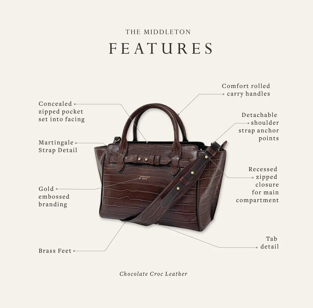 Middleton Leather Bag - Chocolate Croc