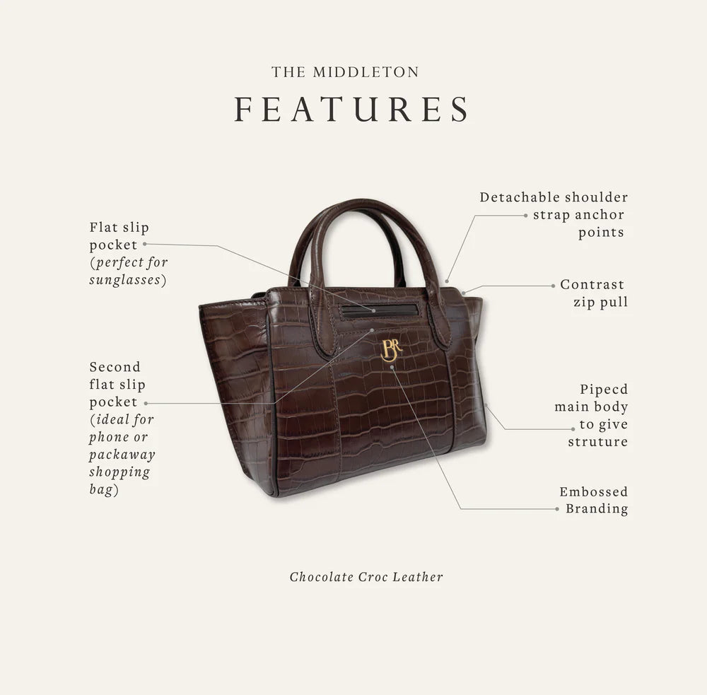 Middleton Leather Bag - Chocolate Croc