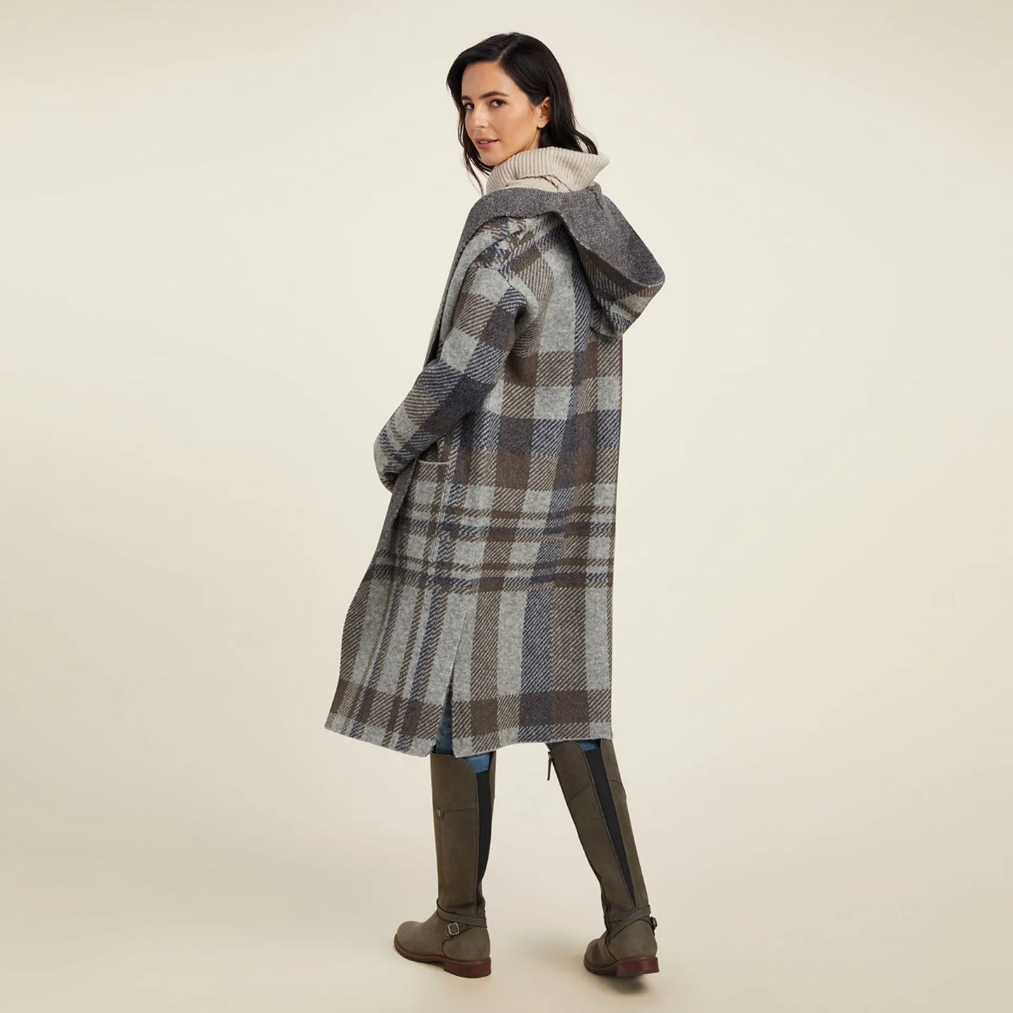 Saratoga Cardigan - Heather Grey Plaid