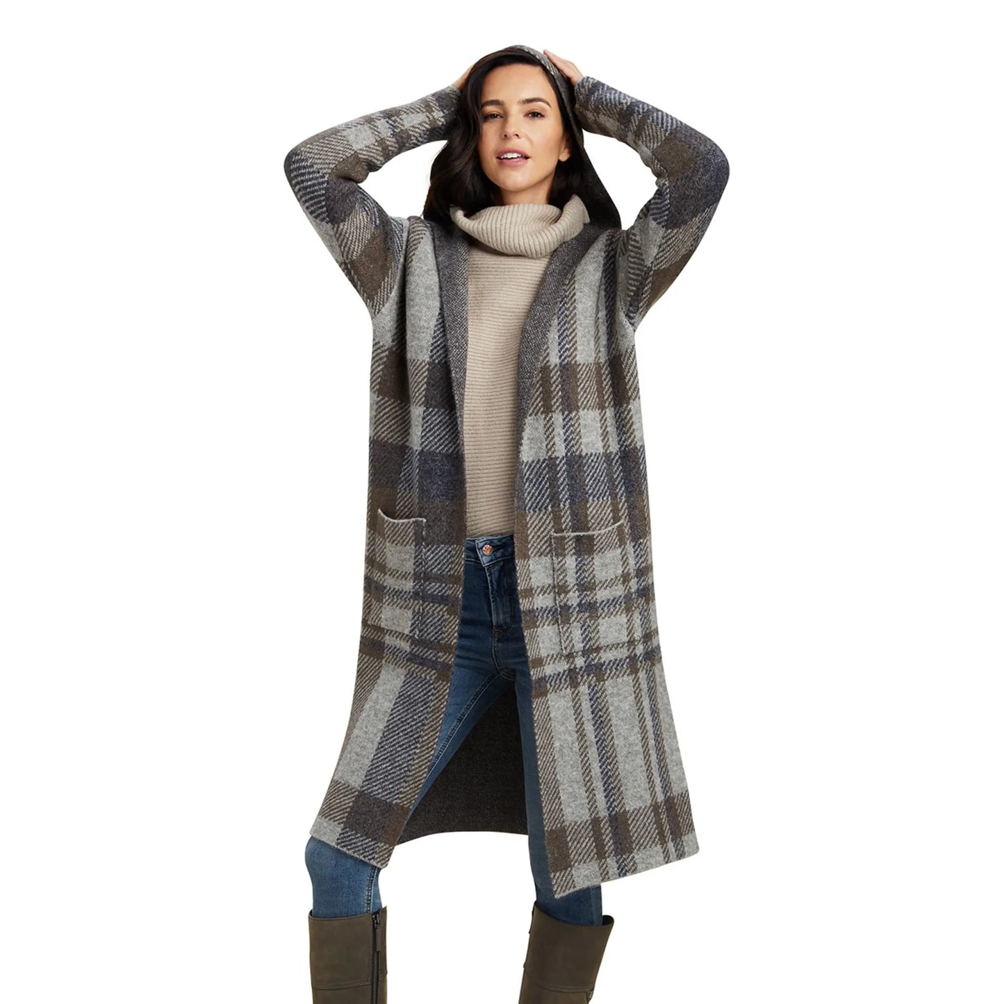 Saratoga Cardigan - Heather Grey Plaid