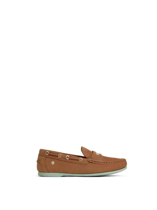 Boston Deck Shoe - Tan & Mint Nubuck