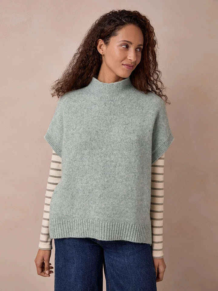 Woolly Funnel Neck Top - Dark Skylight