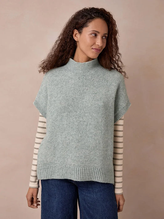 Woolly Funnel Neck Top - Dark Skylight