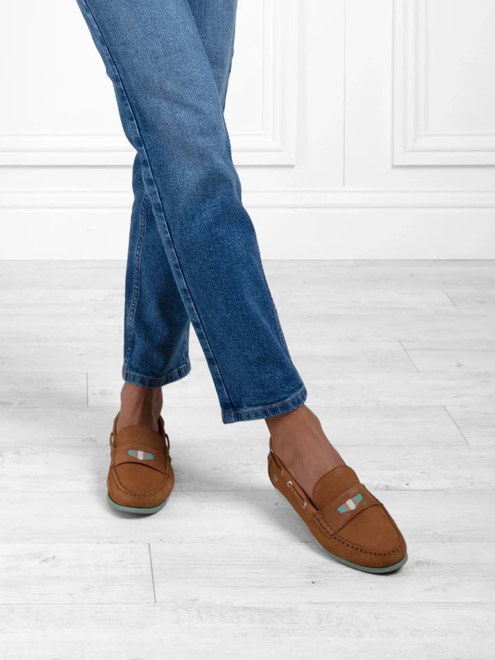 Boston Deck Shoe - Tan & Mint Nubuck
