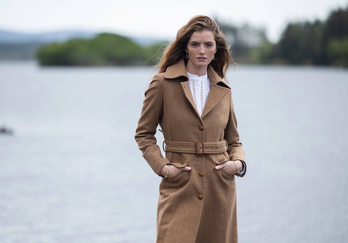 Brookvale Fitted Tweed Coat - Camel Twill