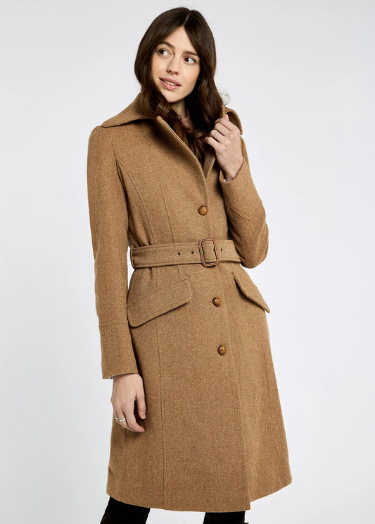 Brookvale Fitted Tweed Coat - Camel Twill