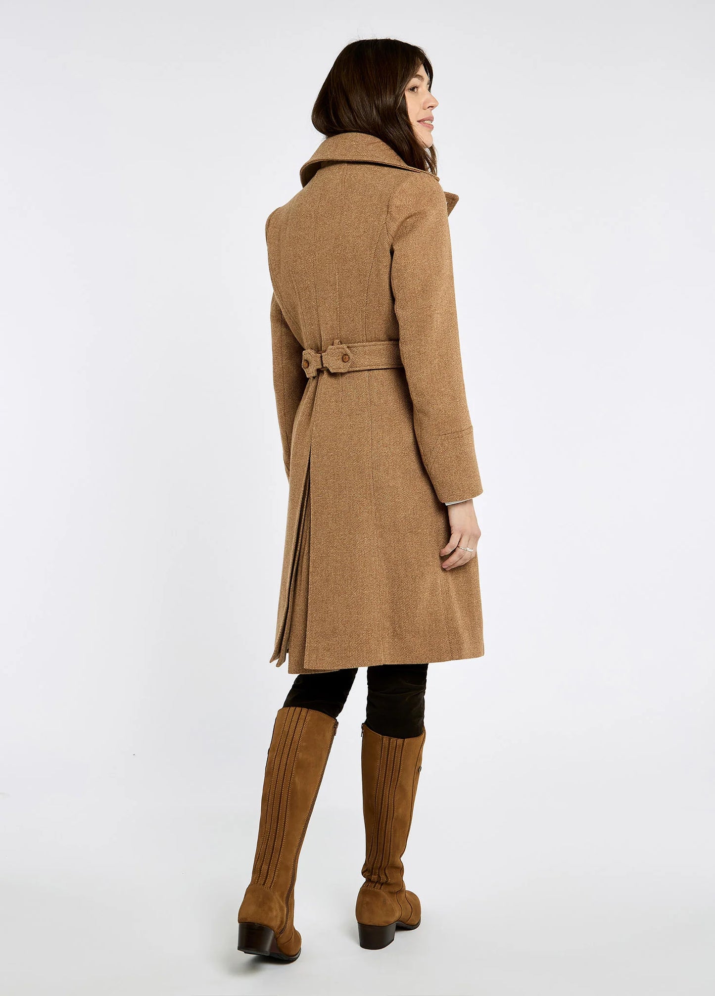 Brookvale Fitted Tweed Coat - Camel Twill