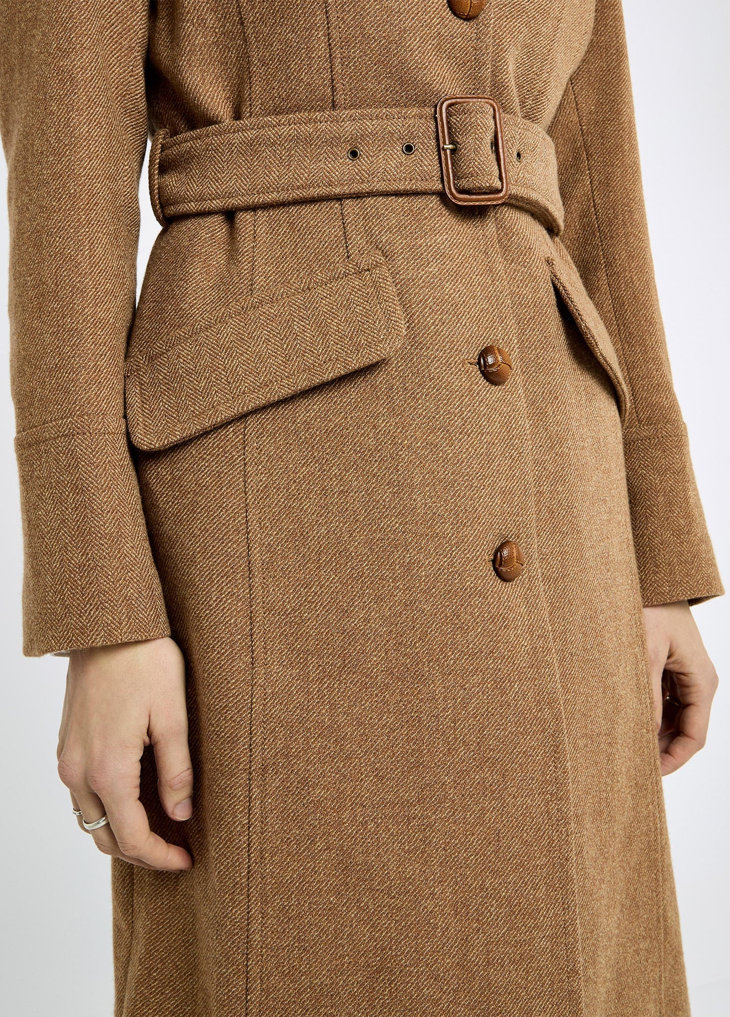 Brookvale Fitted Tweed Coat - Camel Twill