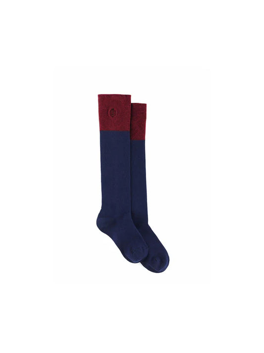 Signature Knee High Socks - Navy/Burgundy