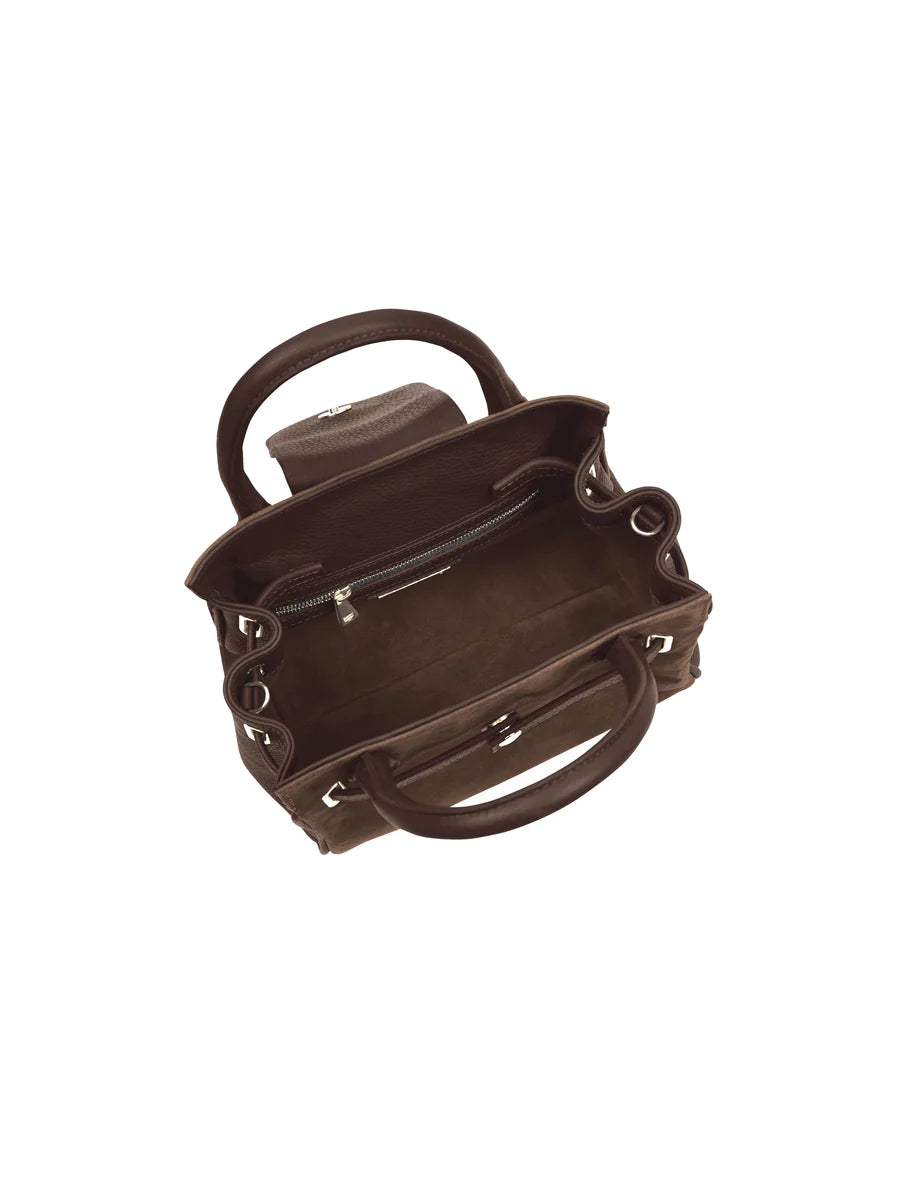 Mini Windsor Handbag - Chocolate Suede