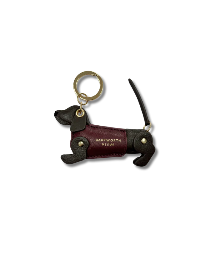 Sausage Dog Keyring - Chocolate & Deep Pink