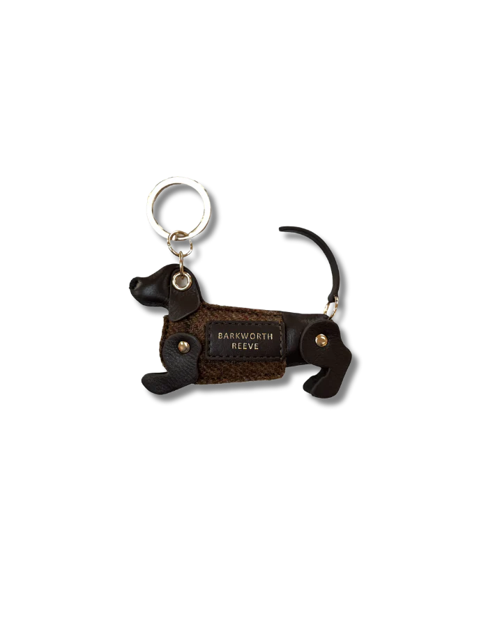 Sausage Dog Keyring - Chocolate & Tweed