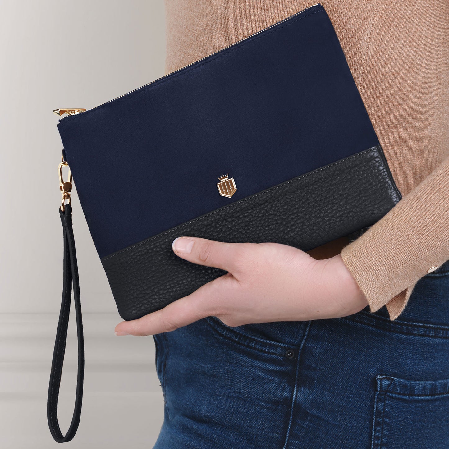 Highbury Clutch Bag - Navy Suede