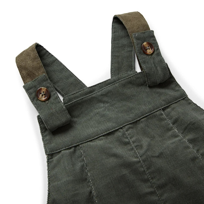 Cord Dungarees - Khaki Green