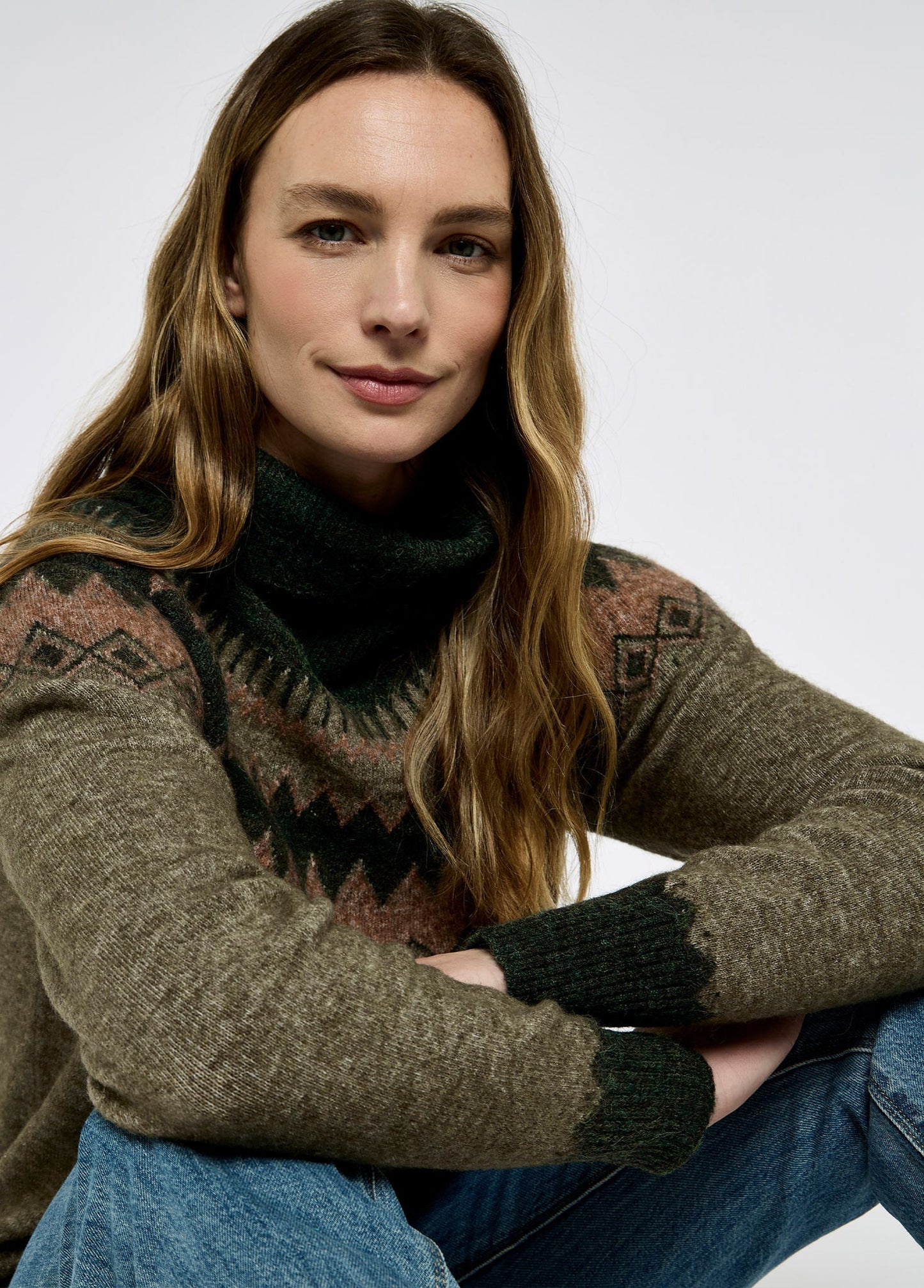 Devlin Fair Isle Sweater - Olive Multi