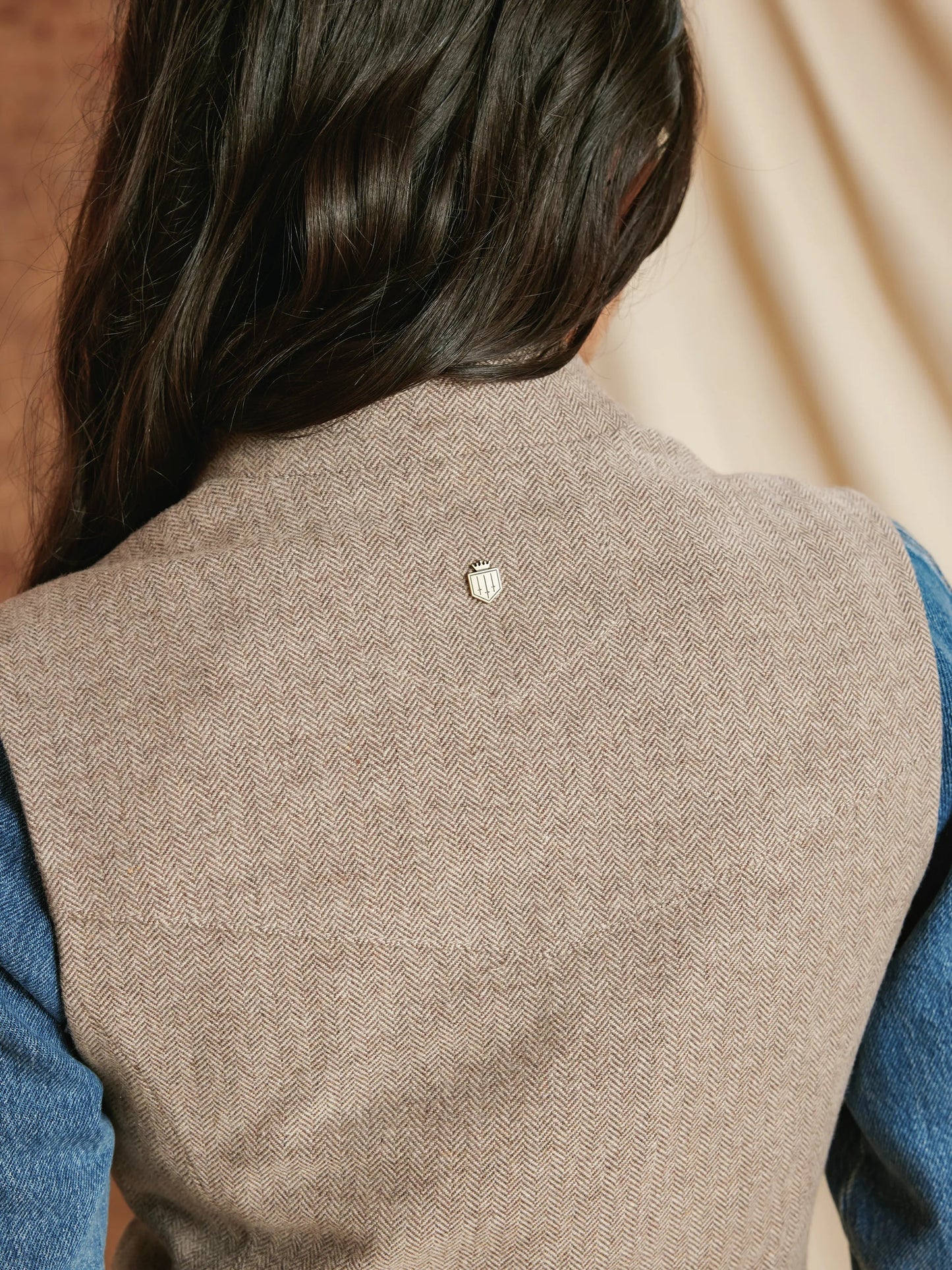 Eliza Herringbone Gilet - Driftwood