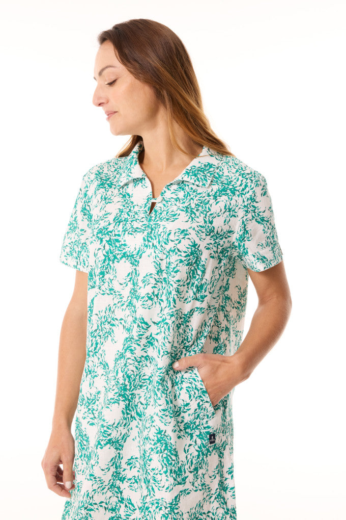 Fanette Dress - Jade Green Fish Print