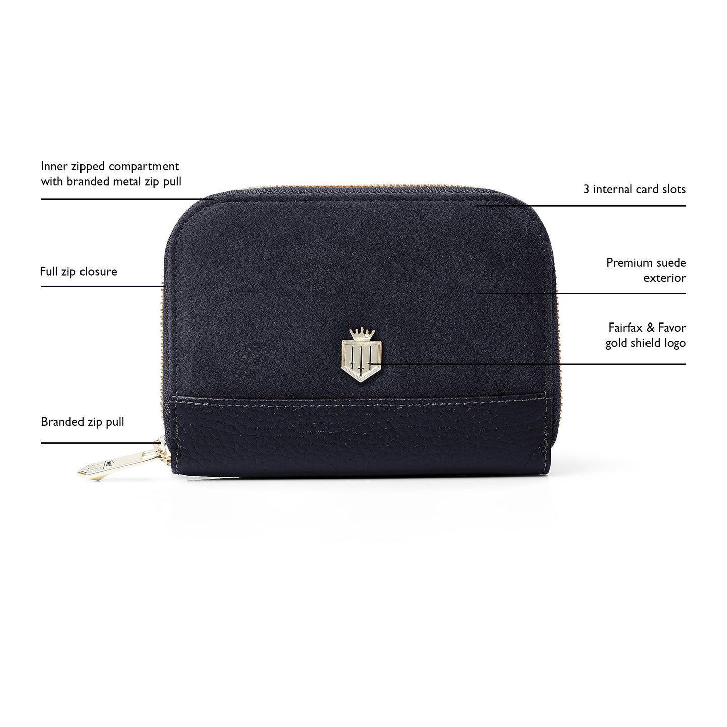 Mini Salisbury Coin Purse - Navy Suede