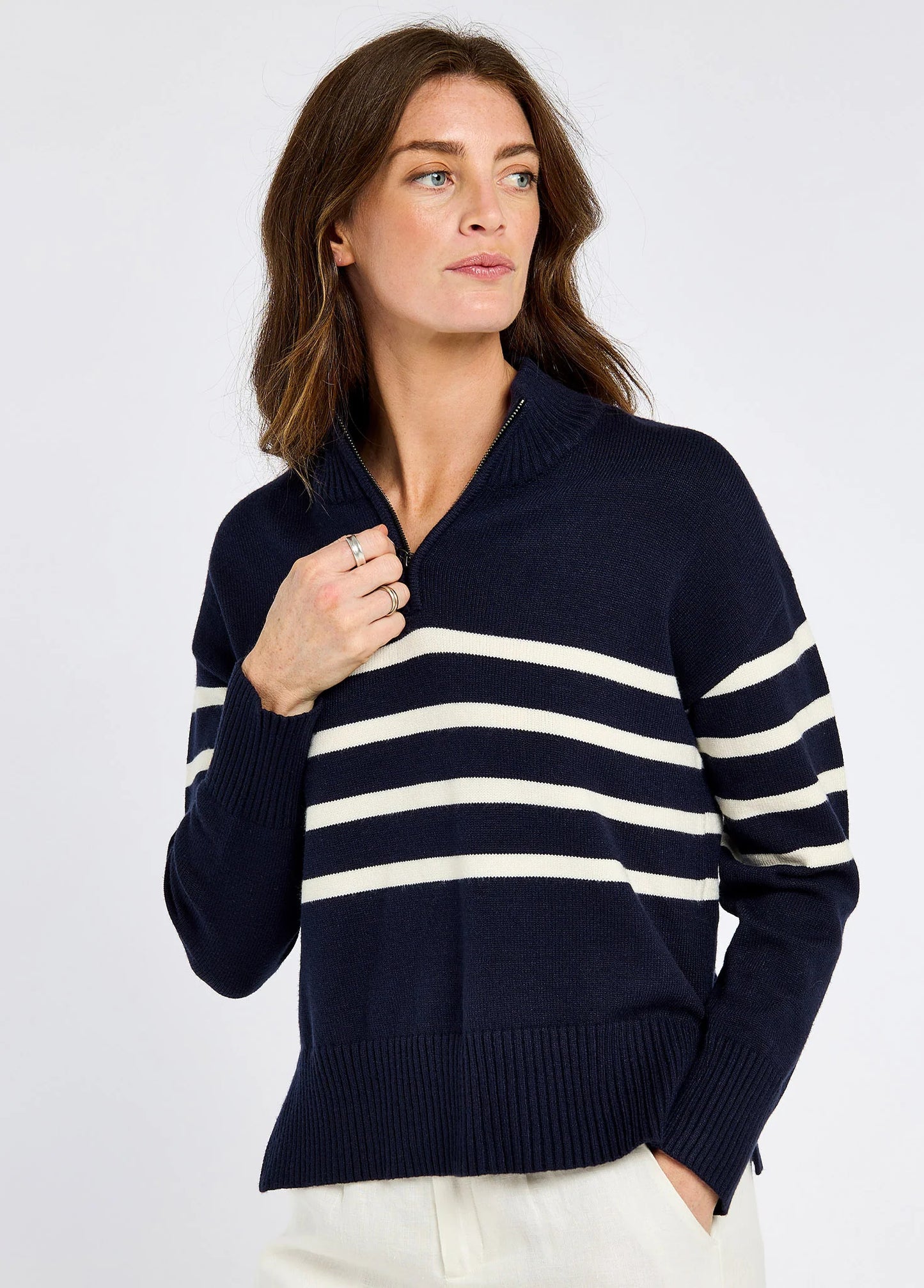 Fonthill Women’s Zip Neck Sweater - Navy