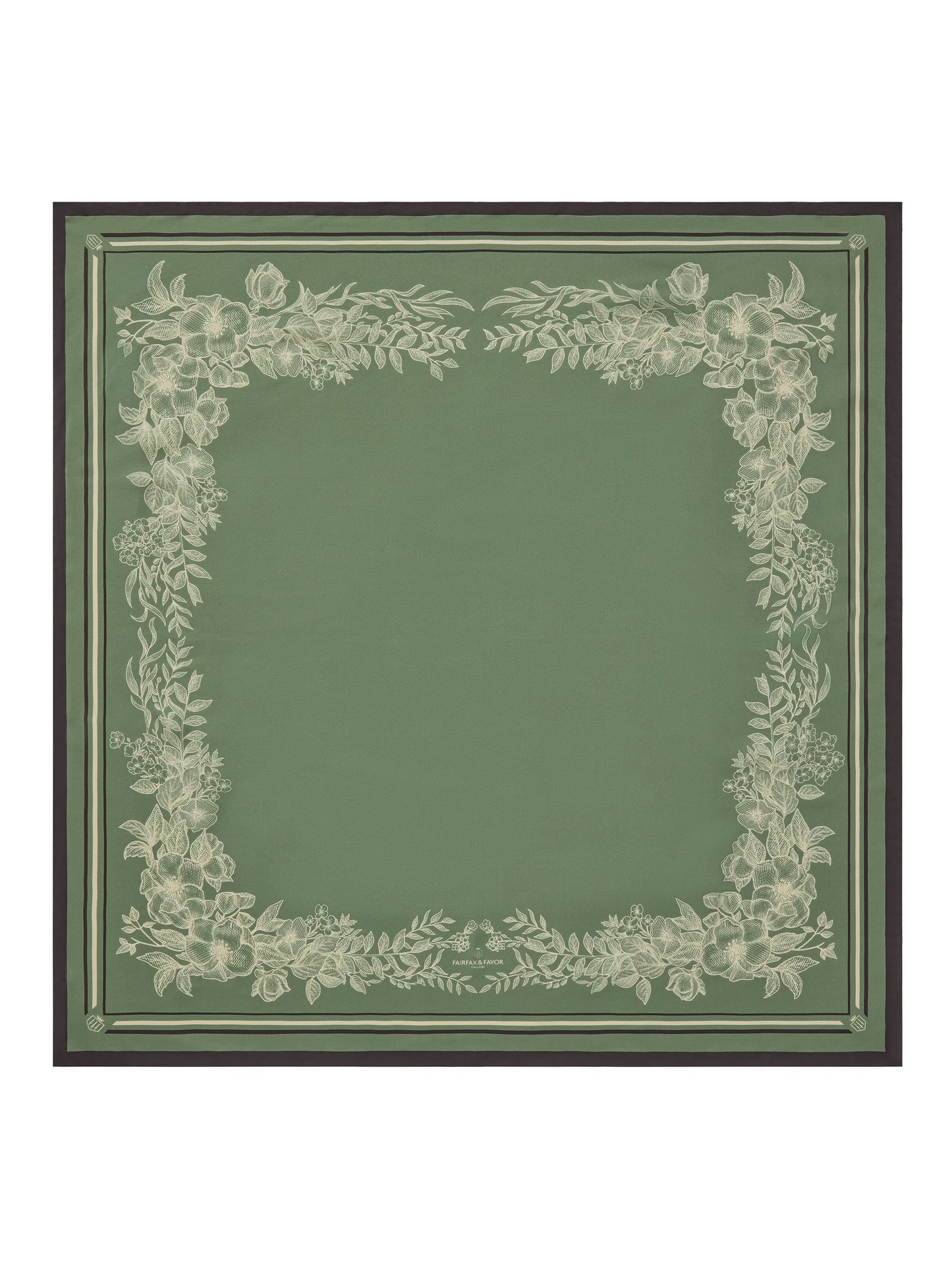 Mannington Silk Scarf - Green/Off White/Black