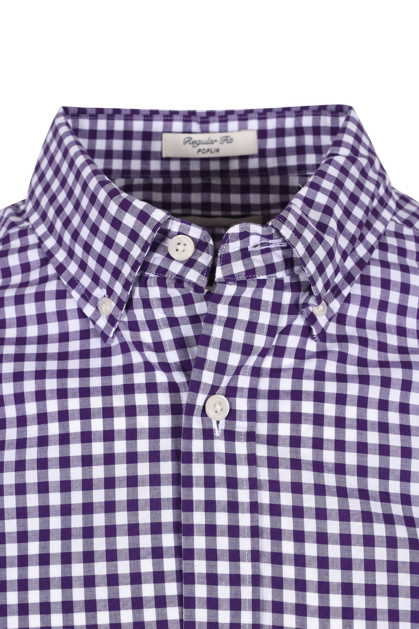 Regular Fit Gingham Poplin Shirt - Pansy Purple